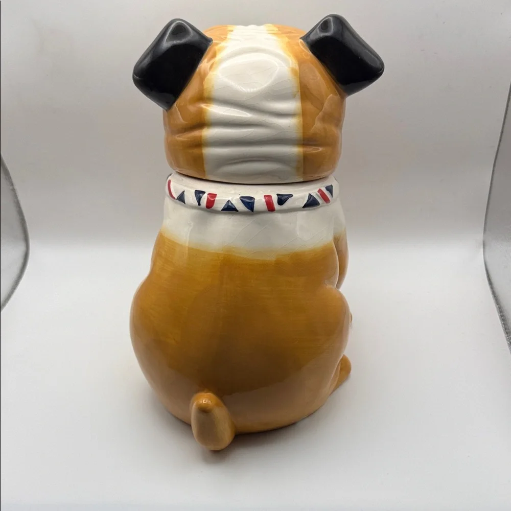 Ceramic British Bulldog Cookie Jar in Brown and White